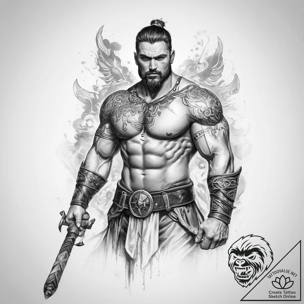 Tattoo sketch ilya muromets, the epic hero, w... - tattoo sketch (№1759871548_0, 07.10.2025 21:12) — tattoovalue.net