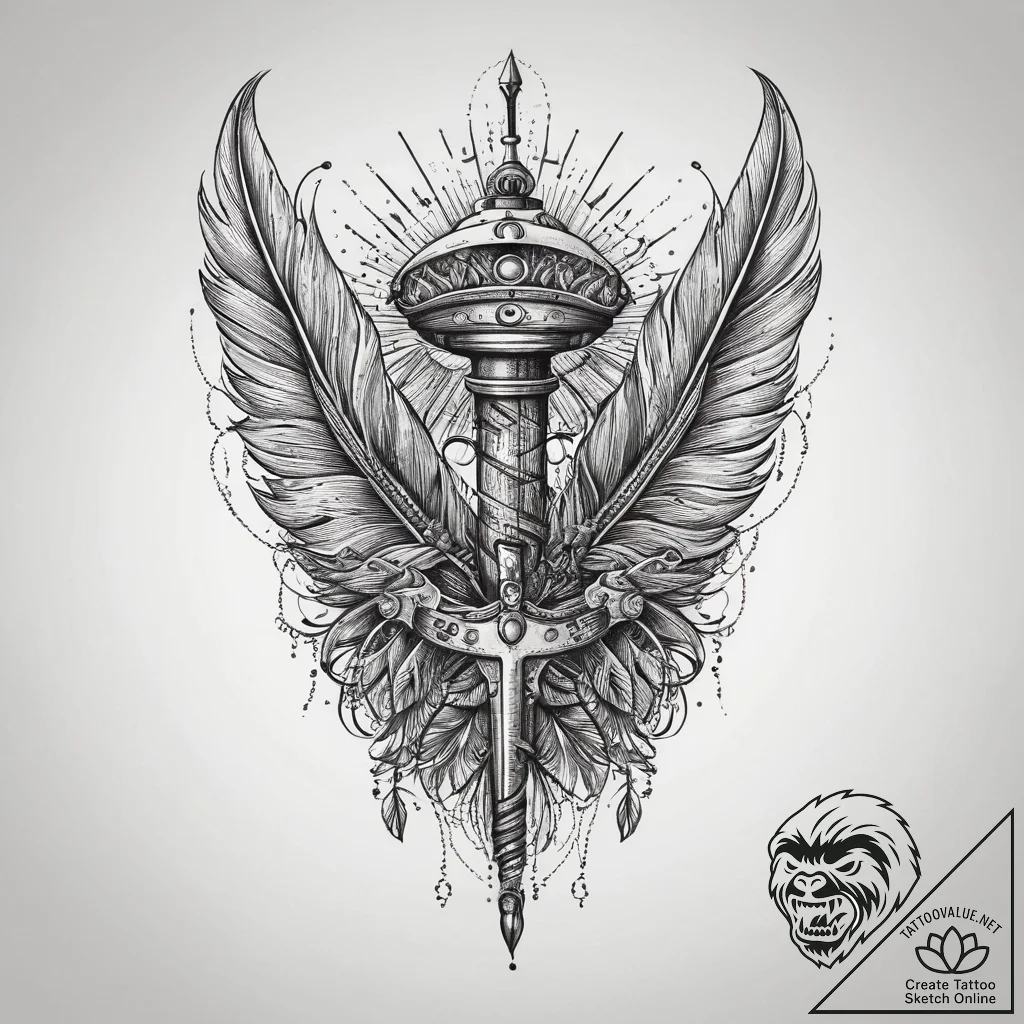 Tattoo sketch перья из линий, concept art for... - tattoo sketch (№1759871763_0, 07.10.2025 21:16) — tattoovalue.net