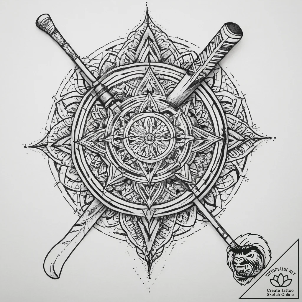Tattoo sketch field hockey stick and ball, ta... - tattoo sketch (№1759872626_0, 07.10.2025 21:30) — tattoovalue.net