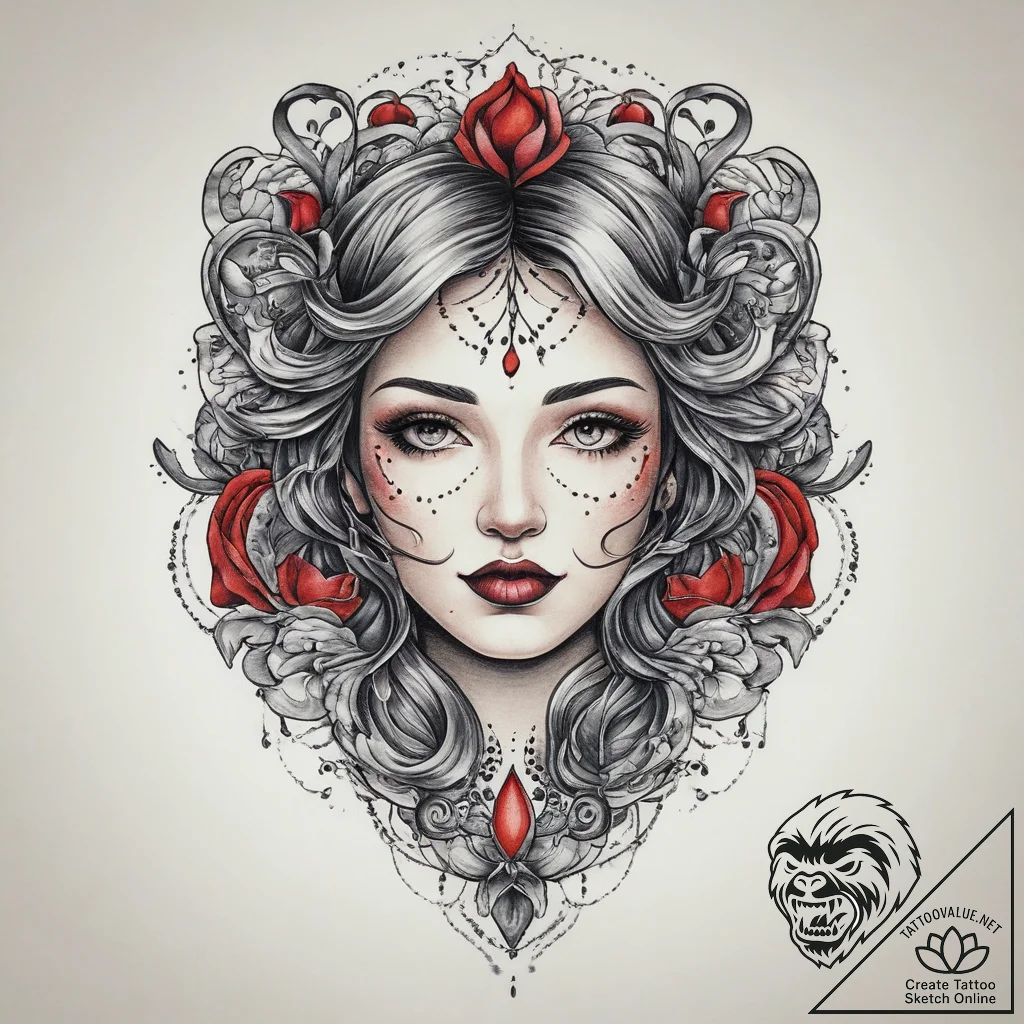 юмор, artistic tattoo sketch, on a clean whit... - tattoo sketch (№1759873495_0, 07.10.2025 21:44) — tattoovalue.net