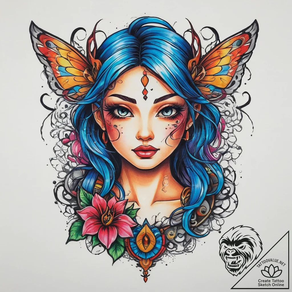 Tattoo sketch fairy tattoo, tattoo flash shee... - tattoo sketch (№1759873712_0, 07.10.2025 21:48) — tattoovalue.net