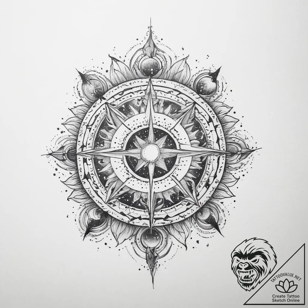 Tattoo sketch cosmic portrayal - tattoo sketch (№1759875233_0, 07.10.2025 22:13) — tattoovalue.net