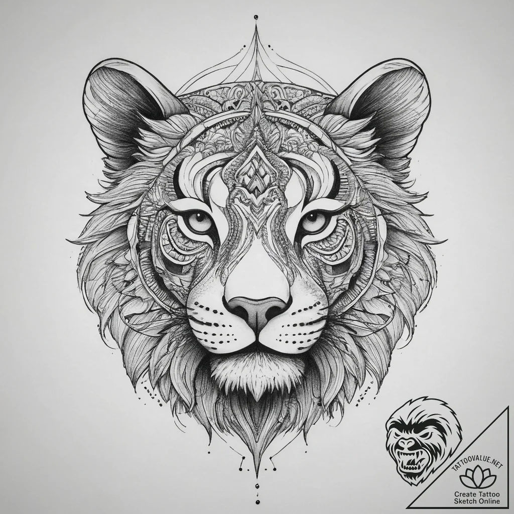 Tattoo sketch embroidery an animal, tattoo fl... - tattoo sketch (№1759876095_0, 07.10.2025 22:28) — tattoovalue.net