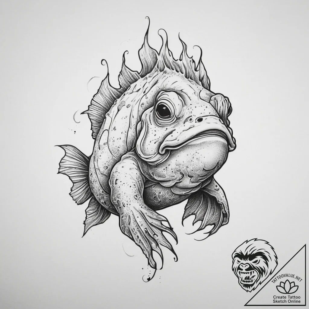 Tattoo sketch frogfish, artistic tattoo sketc... - tattoo sketch (№1759876528_0, 07.10.2025 22:35) — tattoovalue.net