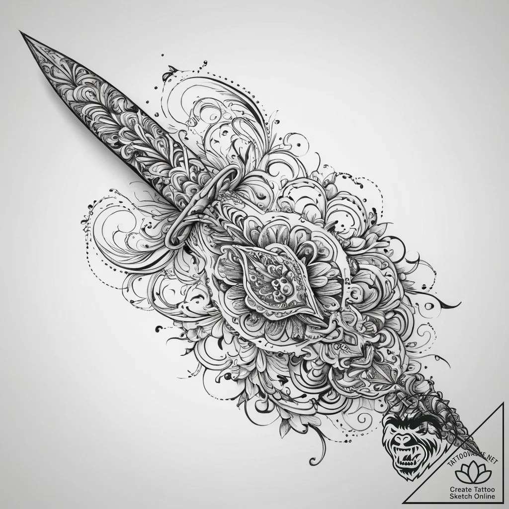 Tattoo sketch knife, concept art for tattoo,... - tattoo sketch (№1759878901_0, 07.10.2025 23:15) — tattoovalue.net