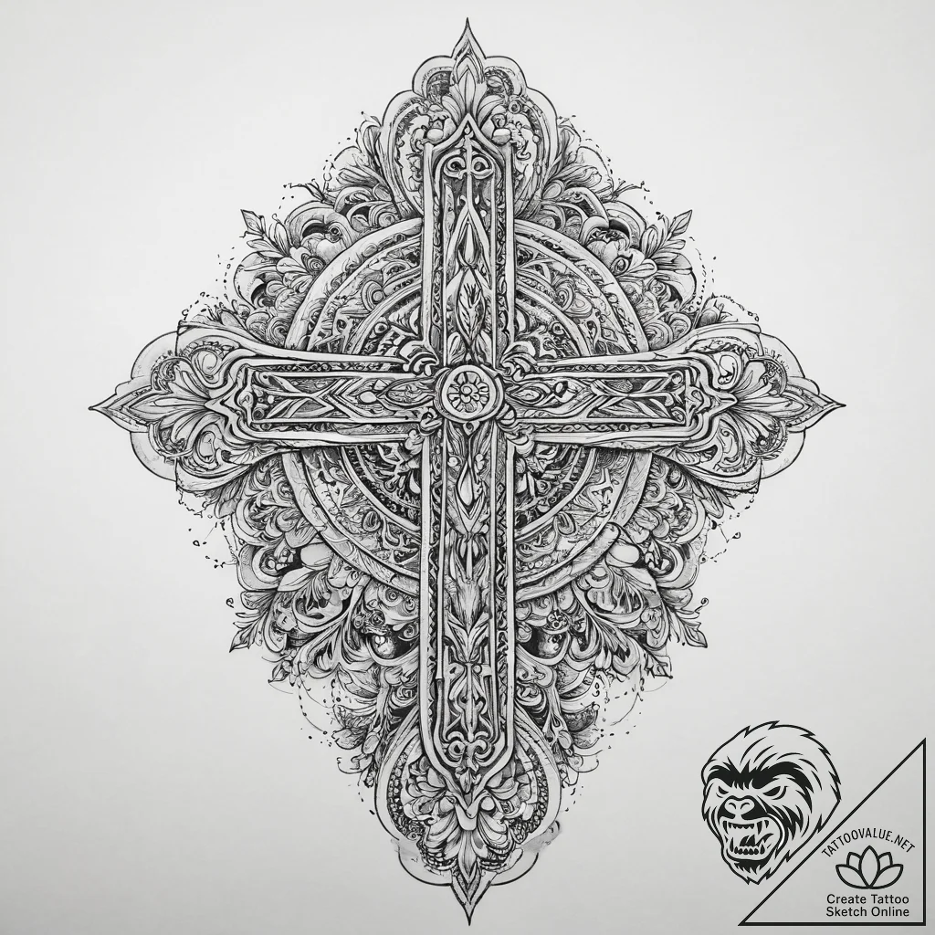 Tattoo sketch blessed self, ink illustration... - tattoo sketch (№1759880210_0, 07.10.2025 23:36) — tattoovalue.net