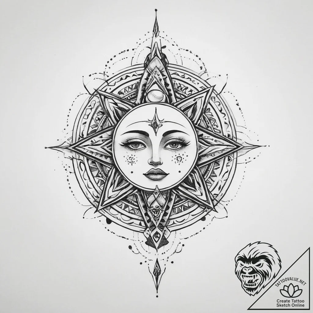 Tattoo sketch cosmic being - tattoo sketch (№1759881505_0, 07.10.2025 23:58) — tattoovalue.net