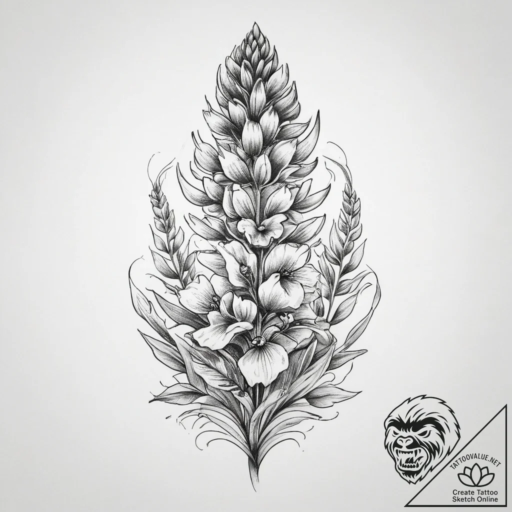 Tattoo sketch lupine flower, tattoo sketch de... - tattoo sketch (№1759882584_0, 08.10.2025 00:16) — tattoovalue.net