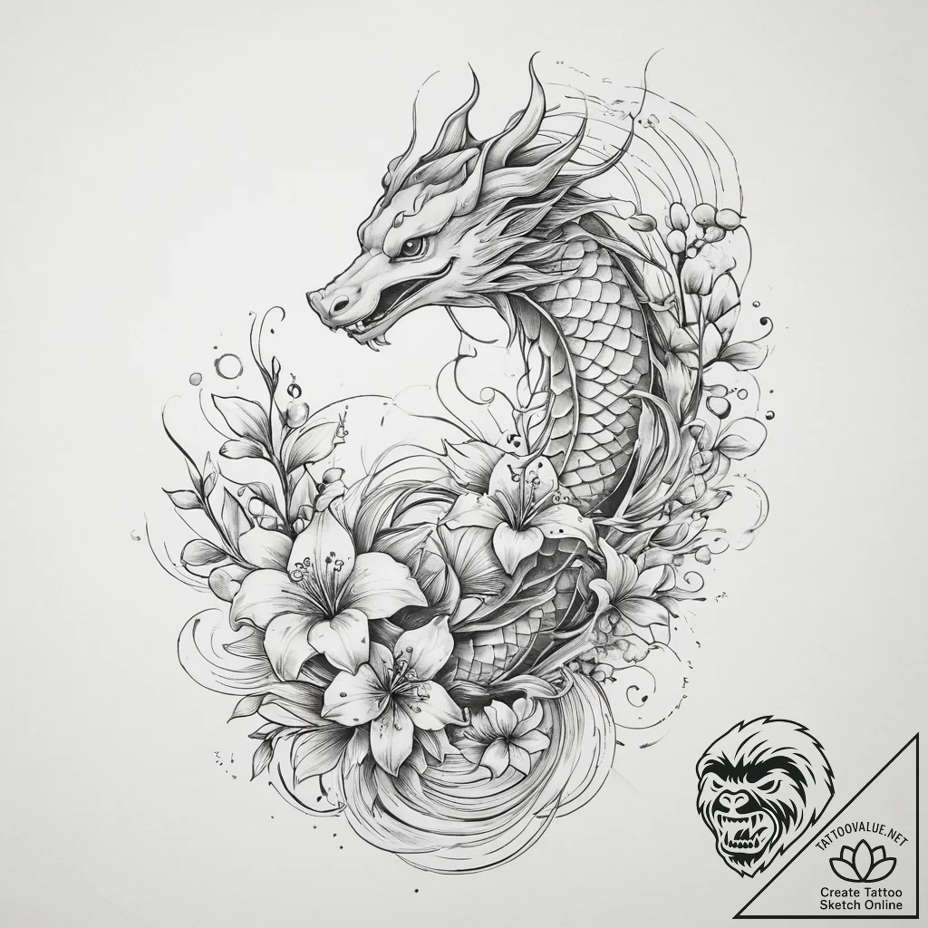 Tattoo sketch lily of the valley, artistic ta... - tattoo sketch (№1759883667_0, 08.10.2025 00:34) — tattoovalue.net