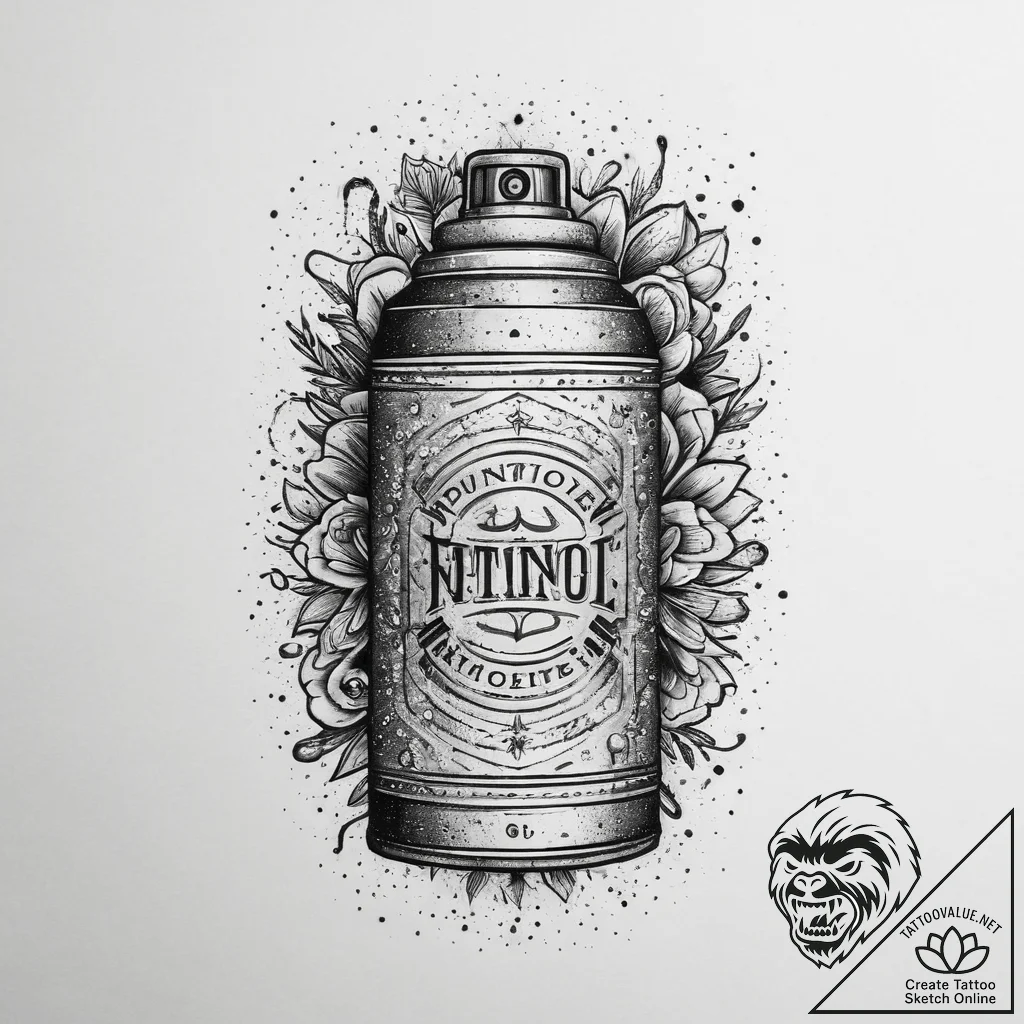 Tattoo sketch graffiti artist spray can, tatt... - tattoo sketch (№1759884099_0, 08.10.2025 00:41) — tattoovalue.net