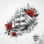 Tattoo sketch ship, tattoo line art, on a cle… – tattoo sketch (№1759884316_0, 08.10.2025 00:45) — tattoovalue.net