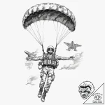 Tattoo sketch paratrooper in the sky, artisti… – tattoo sketch (№1759884747_0, 08.10.2025 00:52) — tattoovalue.net