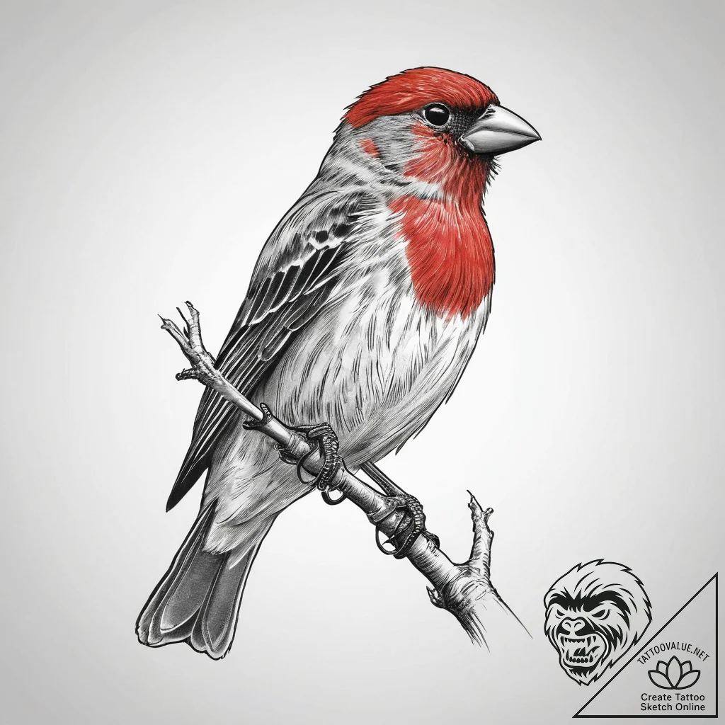 Tattoo sketch house finch, tattoo flash sheet... - tattoo sketch (№1759885179_0, 08.10.2025 00:59) — tattoovalue.net