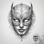 Tattoo sketch the mask portrait – tattoo sketch (№1759885394_0, 08.10.2025 01:03) — tattoovalue.net