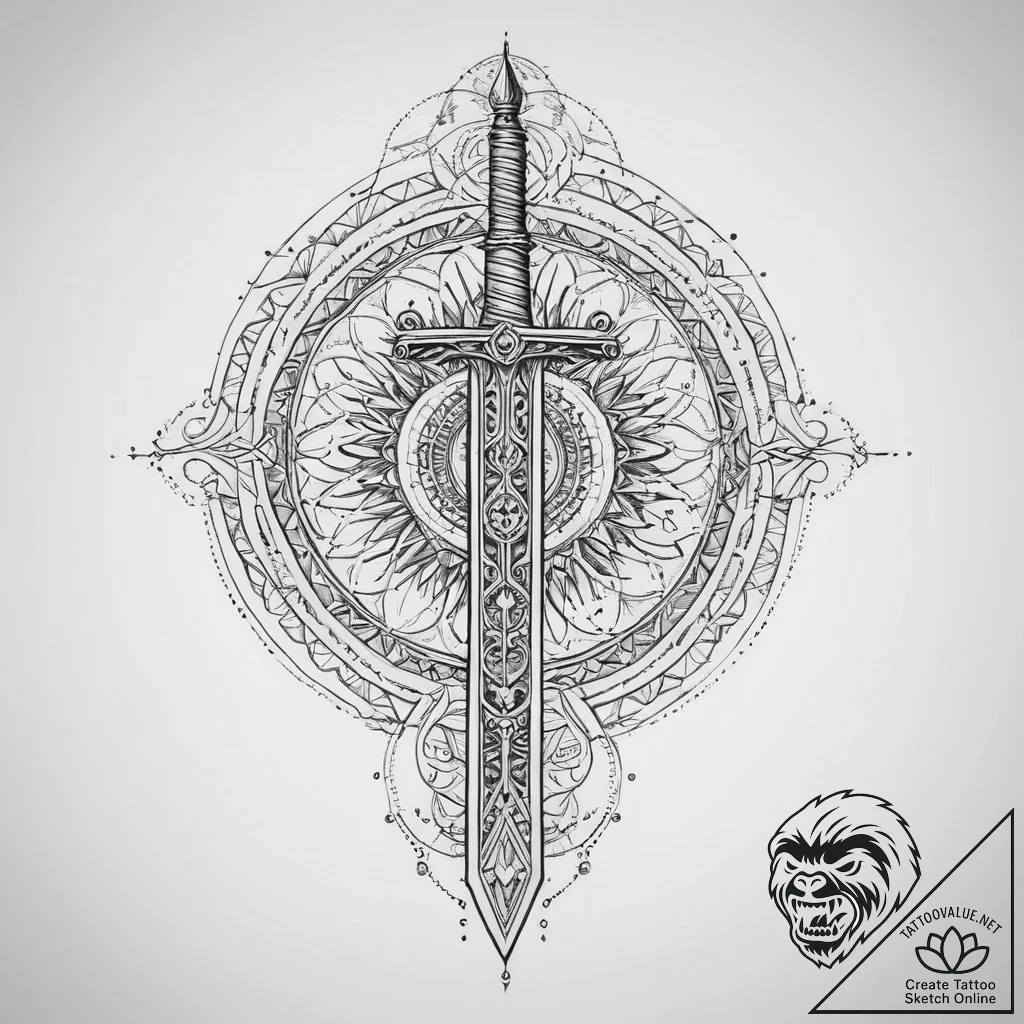 Tattoo sketch roman column with a sword, tatt... - tattoo sketch (№1759886043_0, 08.10.2025 01:14) — tattoovalue.net