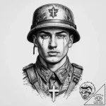 Tattoo sketch soldier with a document, ink il… – tattoo sketch (№1759889070_0, 08.10.2025 02:04) — tattoovalue.net