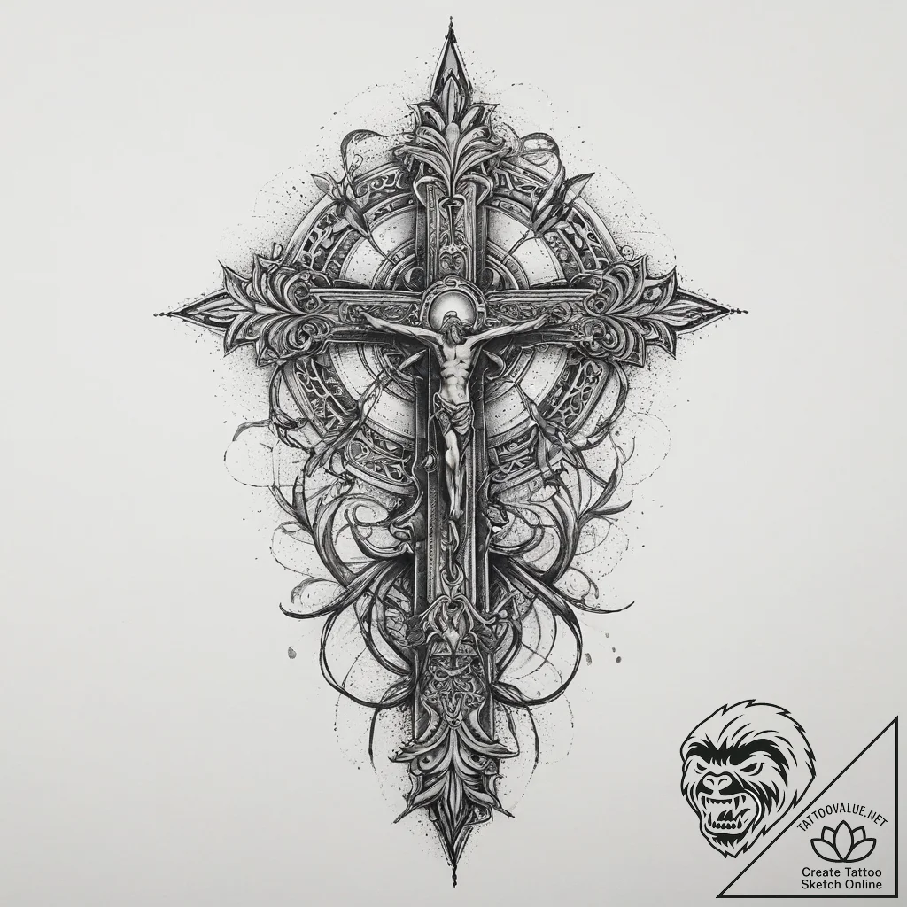 Tattoo sketch mystical redemption, artistic t... - tattoo sketch (№1759890371_0, 08.10.2025 02:26) — tattoovalue.net