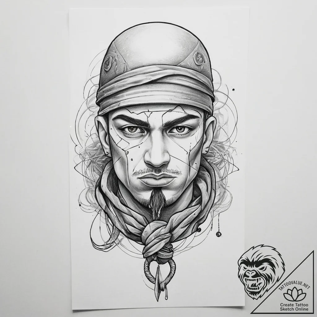Tattoo sketch soldier with a knot, tattoo lin... - tattoo sketch (№1759891453_0, 08.10.2025 02:44) — tattoovalue.net