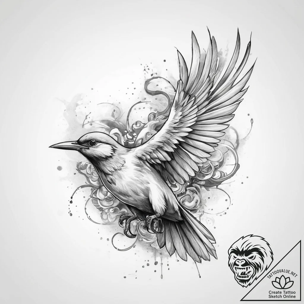 Tattoo sketch air with a bird - tattoo sketch (№1759891891_0, 08.10.2025 02:51) — tattoovalue.net