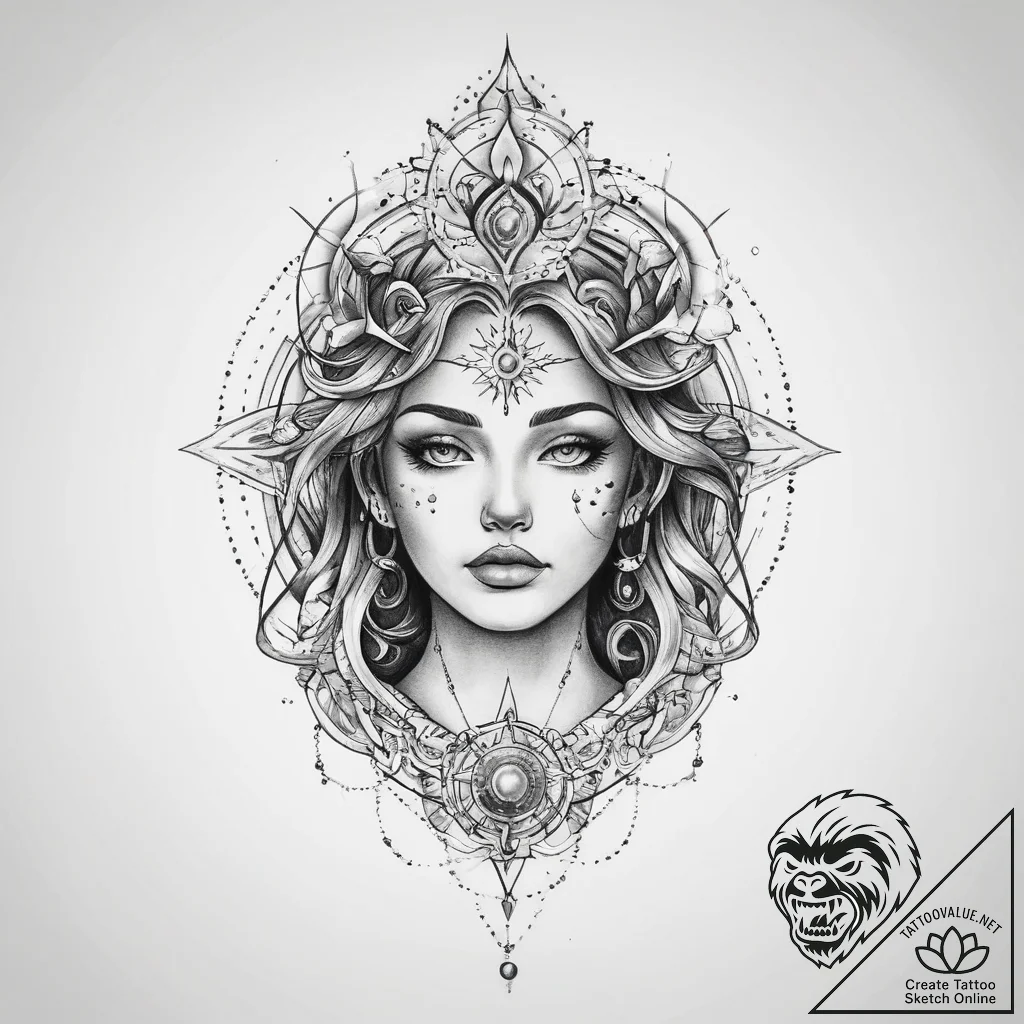 Tattoo sketch cosmic self - tattoo sketch (№1759892322_0, 08.10.2025 02:58) — tattoovalue.net