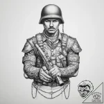 Tattoo sketch soldier with a chain, concept a… – tattoo sketch (№1759894063_0, 08.10.2025 03:27) — tattoovalue.net