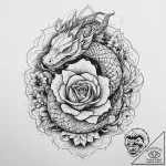 Tattoo sketch rose with a snake, artistic tat… – tattoo sketch (№1759894713_0, 08.10.2025 03:38) — tattoovalue.net