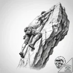 Tattoo sketch rock climbing person on a cliff – tattoo sketch (№1759895801_0, 08.10.2025 03:56) — tattoovalue.net