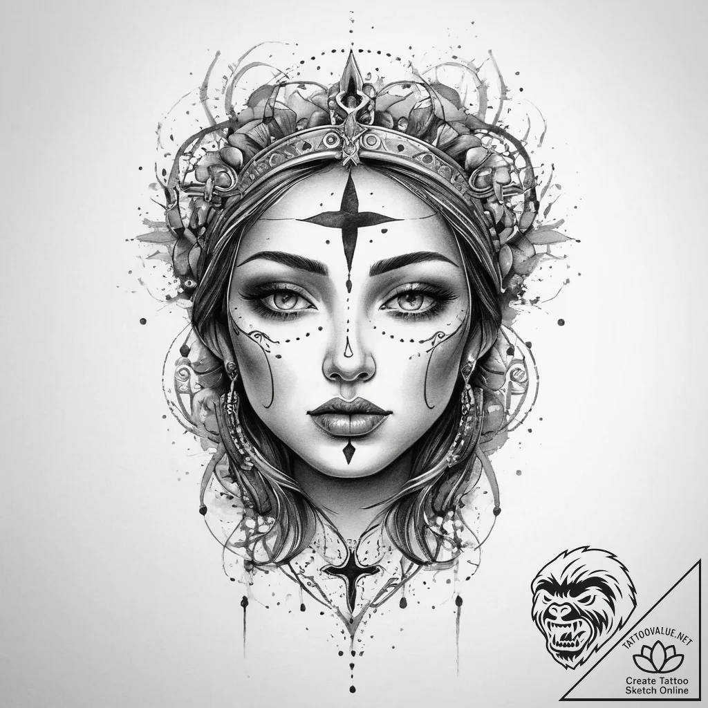 Tattoo sketch holy portrayal, tattoo line art... - tattoo sketch (№1759896016_0, 08.10.2025 04:00) — tattoovalue.net