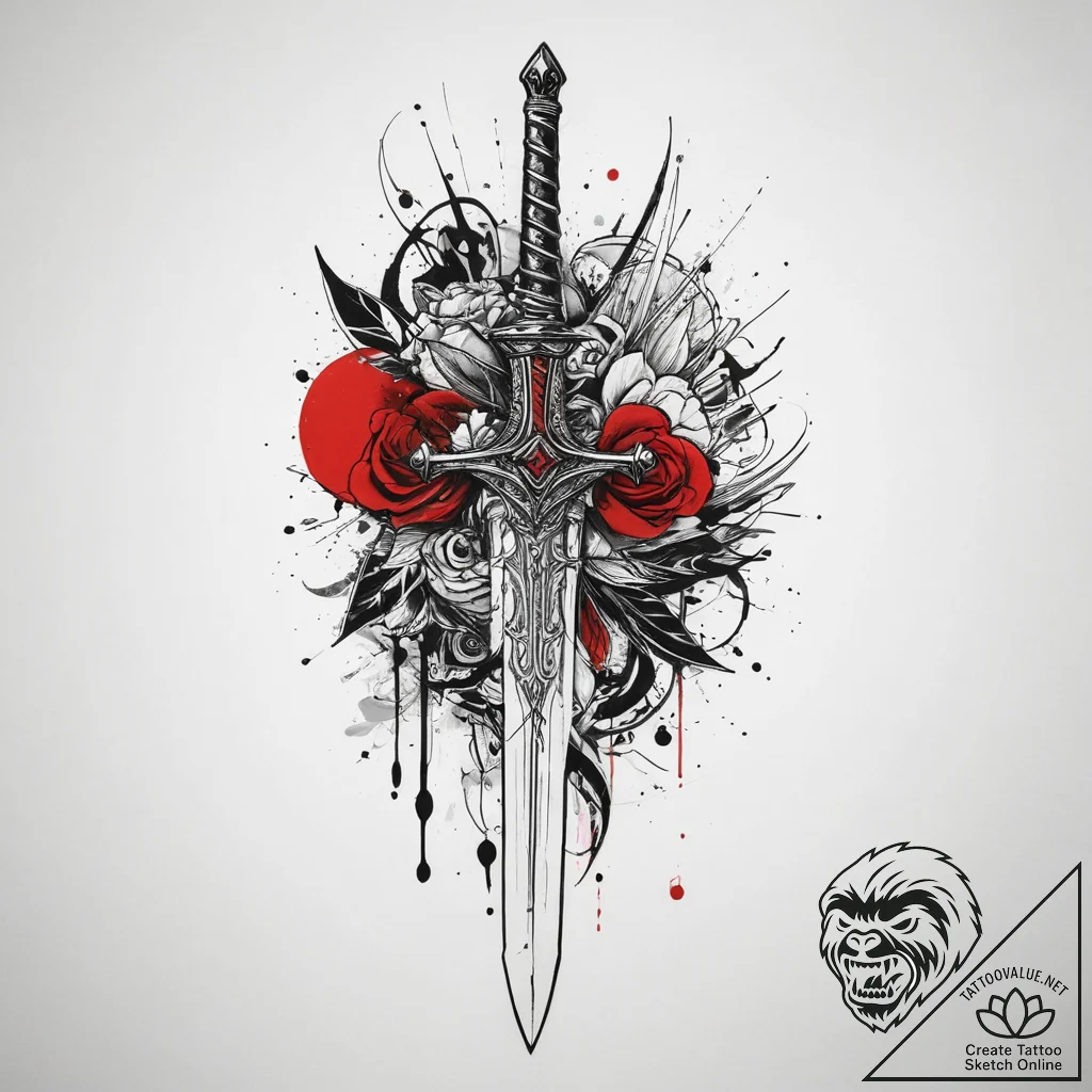 Tattoo sketch sword, tattoo flash sheet desig... - tattoo sketch (№1759896232_0, 08.10.2025 04:03) — tattoovalue.net