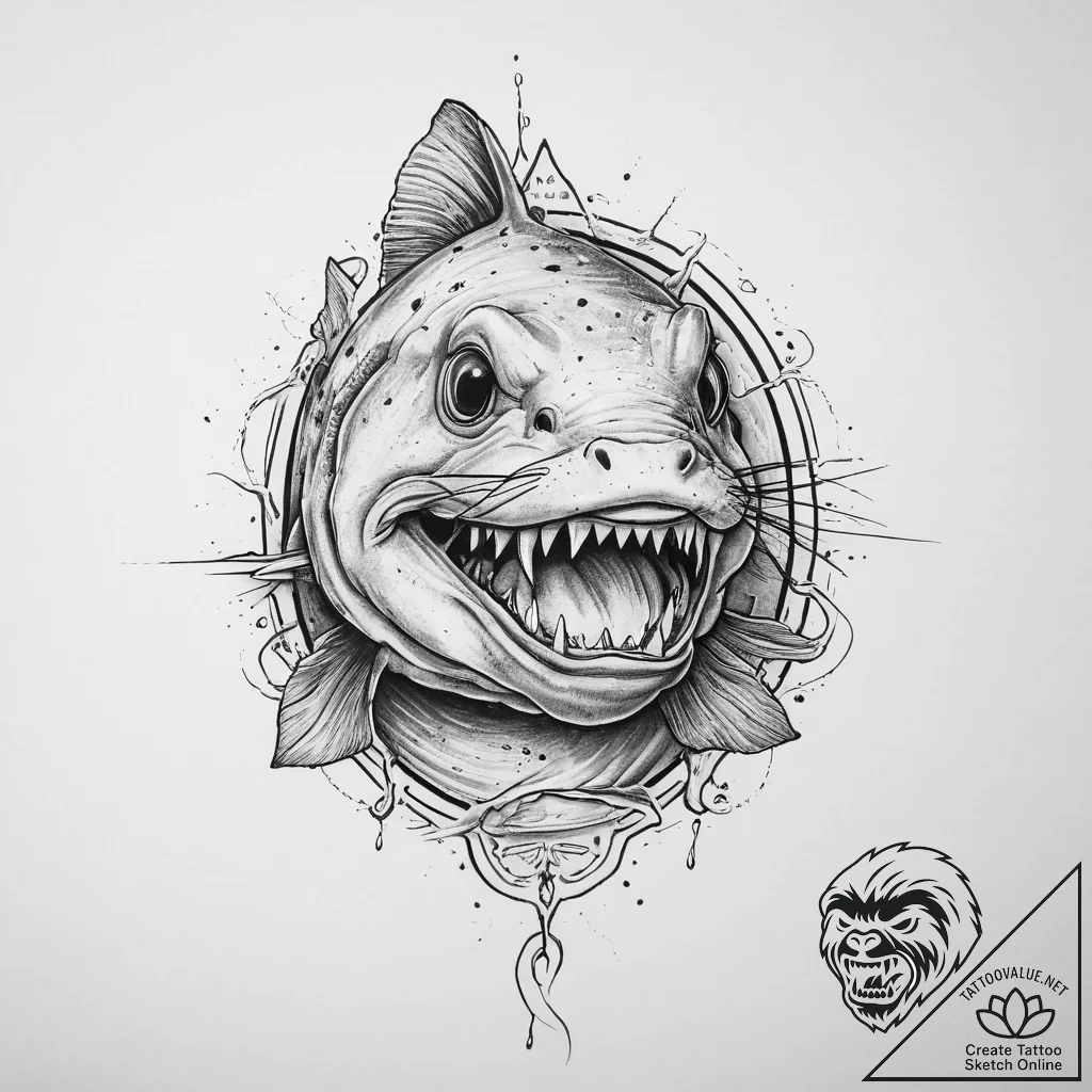 Tattoo sketch puns a catfish that says "i'm a... - tattoo sketch (№1759897097_0, 08.10.2025 04:18) — tattoovalue.net