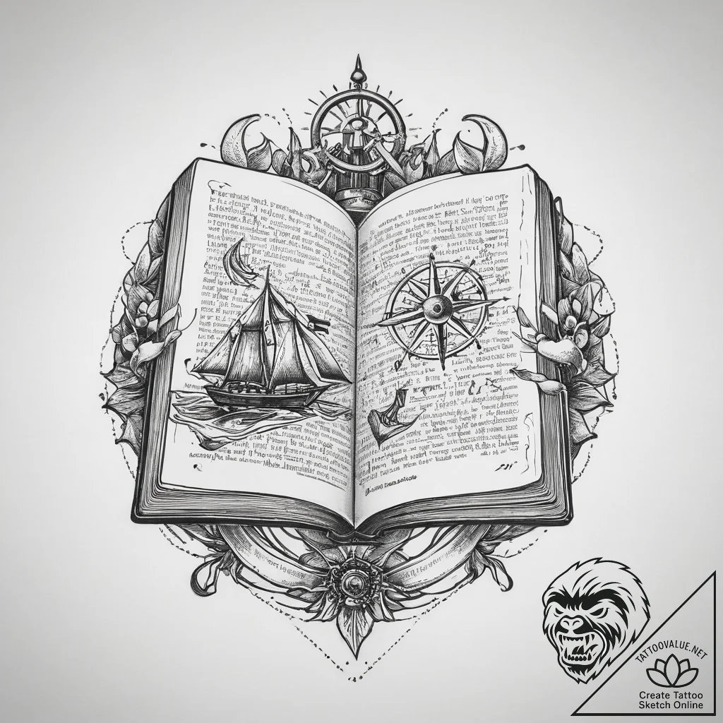 Tattoo sketch hands with a book, ink illustra... - tattoo sketch (№1759897314_0, 08.10.2025 04:21) — tattoovalue.net