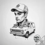 Tattoo sketch delivery driver a person with a… – tattoo sketch (№1759898617_0, 08.10.2025 04:43) — tattoovalue.net