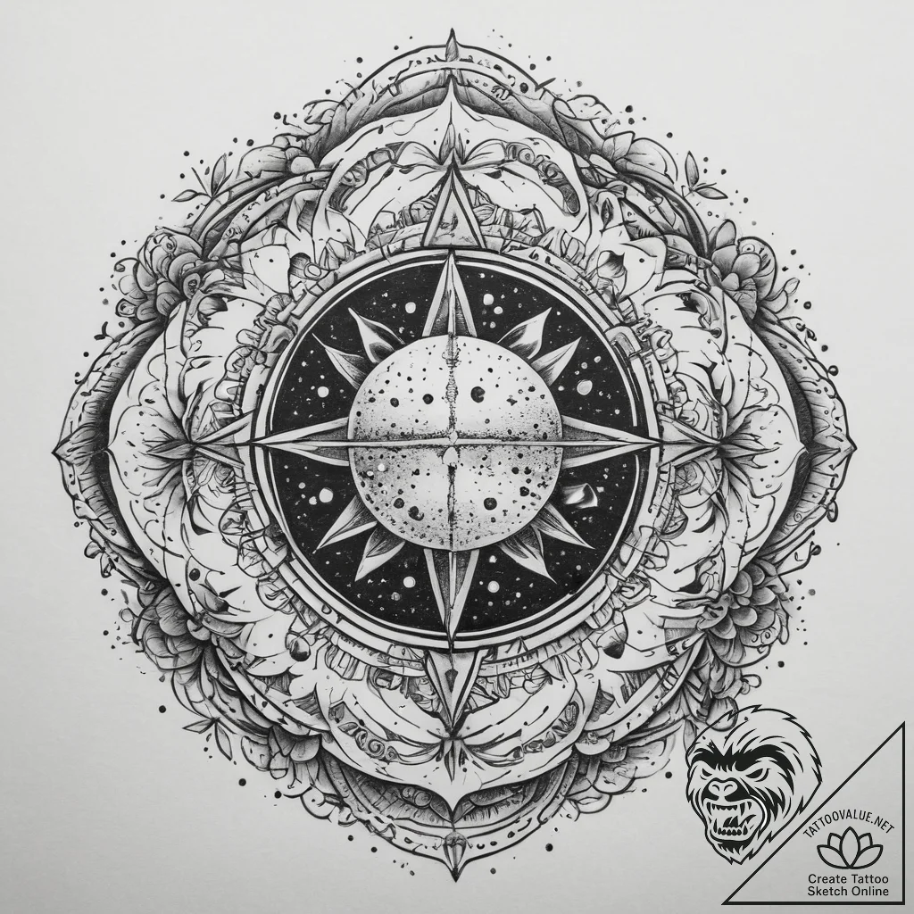 Tattoo sketch cosmic spring, concept art for... - tattoo sketch (№1759898833_0, 08.10.2025 04:47) — tattoovalue.net