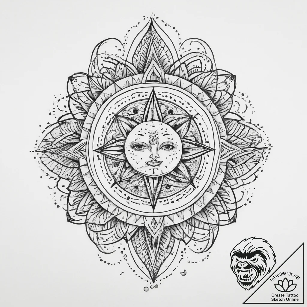 Tattoo sketch cosmic spring, tattoo line art,... - tattoo sketch (№1759899485_0, 08.10.2025 04:58) — tattoovalue.net