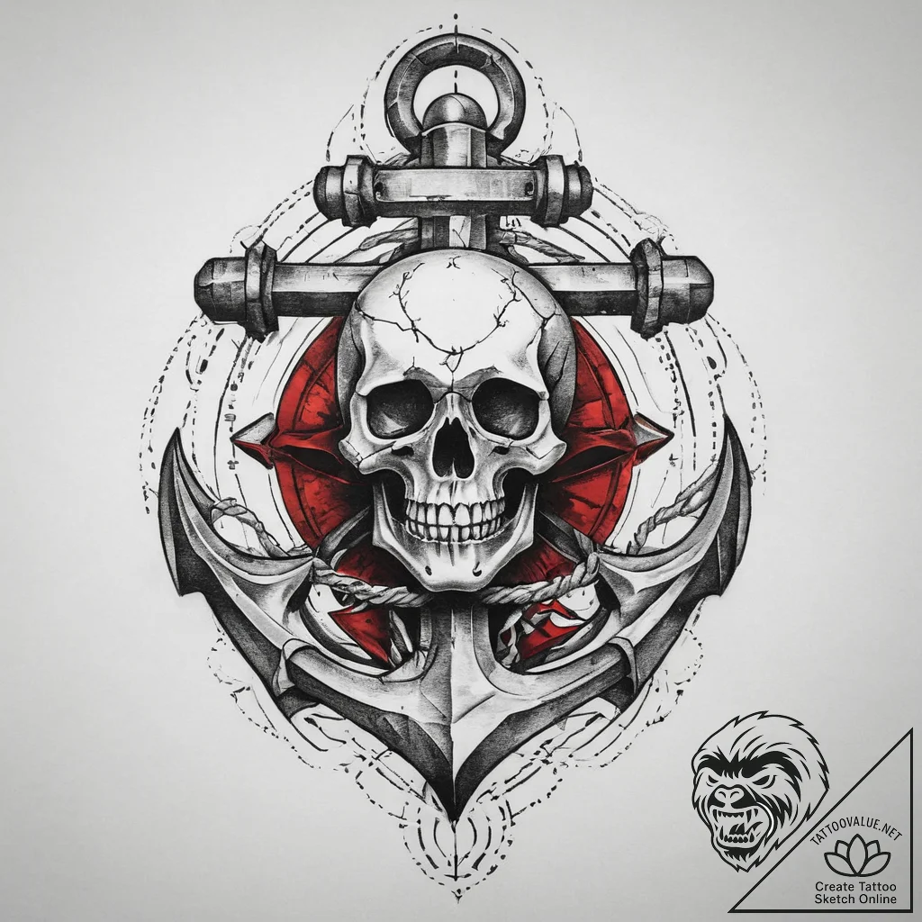 Tattoo sketch anchor and a skull, tattoo sket... - tattoo sketch (№1759899702_0, 08.10.2025 05:01) — tattoovalue.net