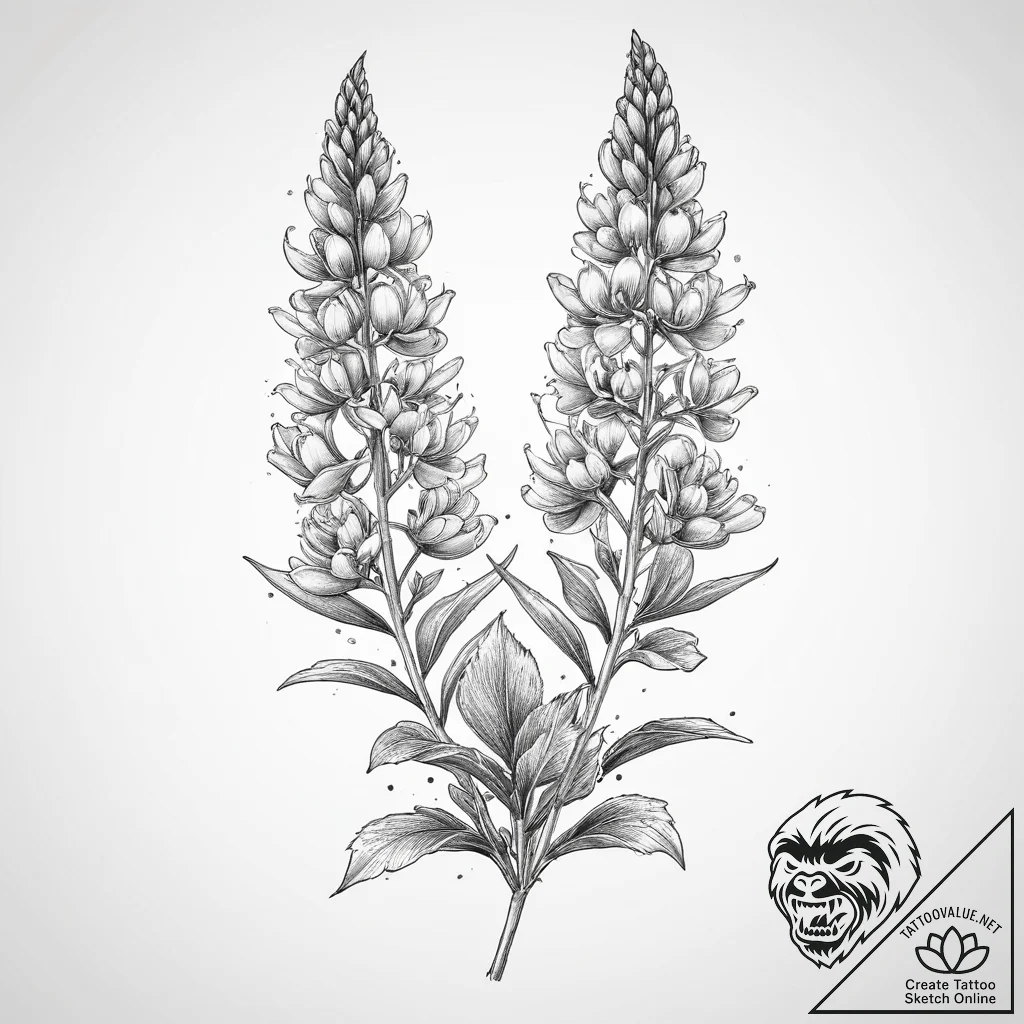 Tattoo sketch lupine flower, tattoo line art,... - tattoo sketch (№1759899918_0, 08.10.2025 05:05) — tattoovalue.net