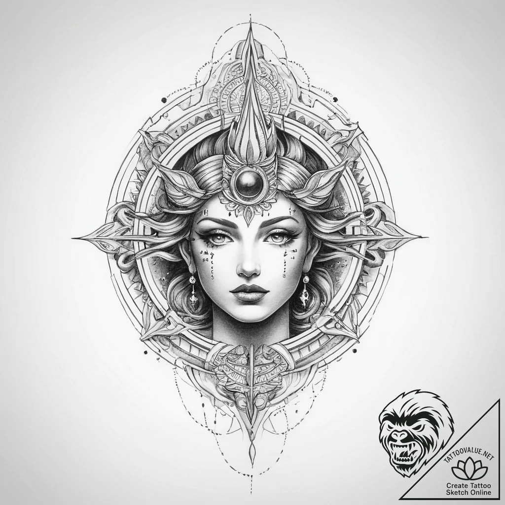 Tattoo sketch cosmic origin - tattoo sketch (№1759900782_0, 08.10.2025 05:19) — tattoovalue.net