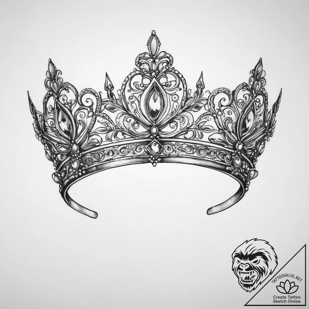 Tattoo sketch tiara - tattoo sketch (№1759901214_0, 08.10.2025 05:26) — tattoovalue.net