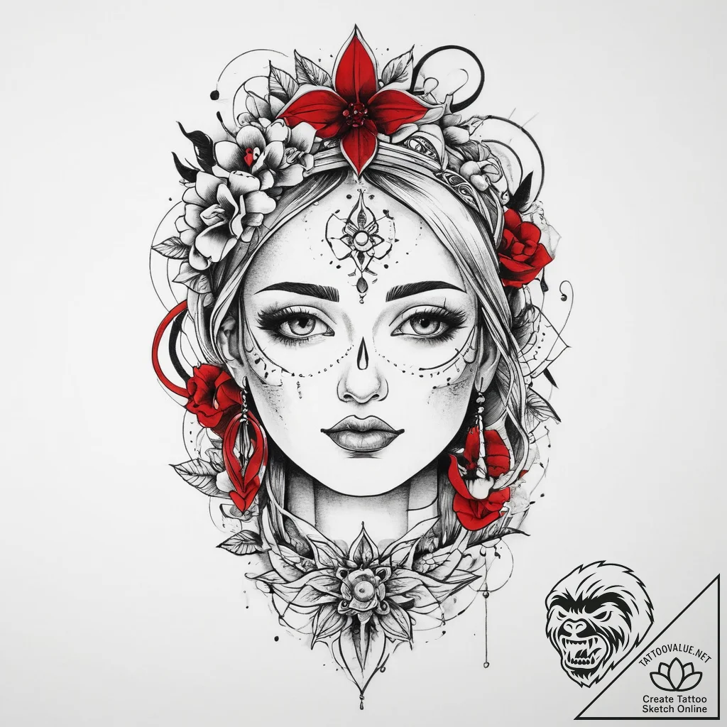 Tattoo sketch spiritual portrayal, tattoo ske... - tattoo sketch (№1759906810_0, 08.10.2025 07:00) — tattoovalue.net