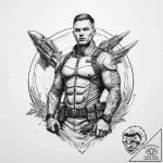 Tattoo sketch soldier with a spaceship – tattoo sketch (№1759907457_0, 08.10.2025 07:10) — tattoovalue.net