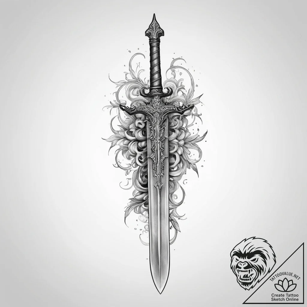Tattoo sketch sword - tattoo sketch (№1759911841_0, 08.10.2025 08:24) — tattoovalue.net