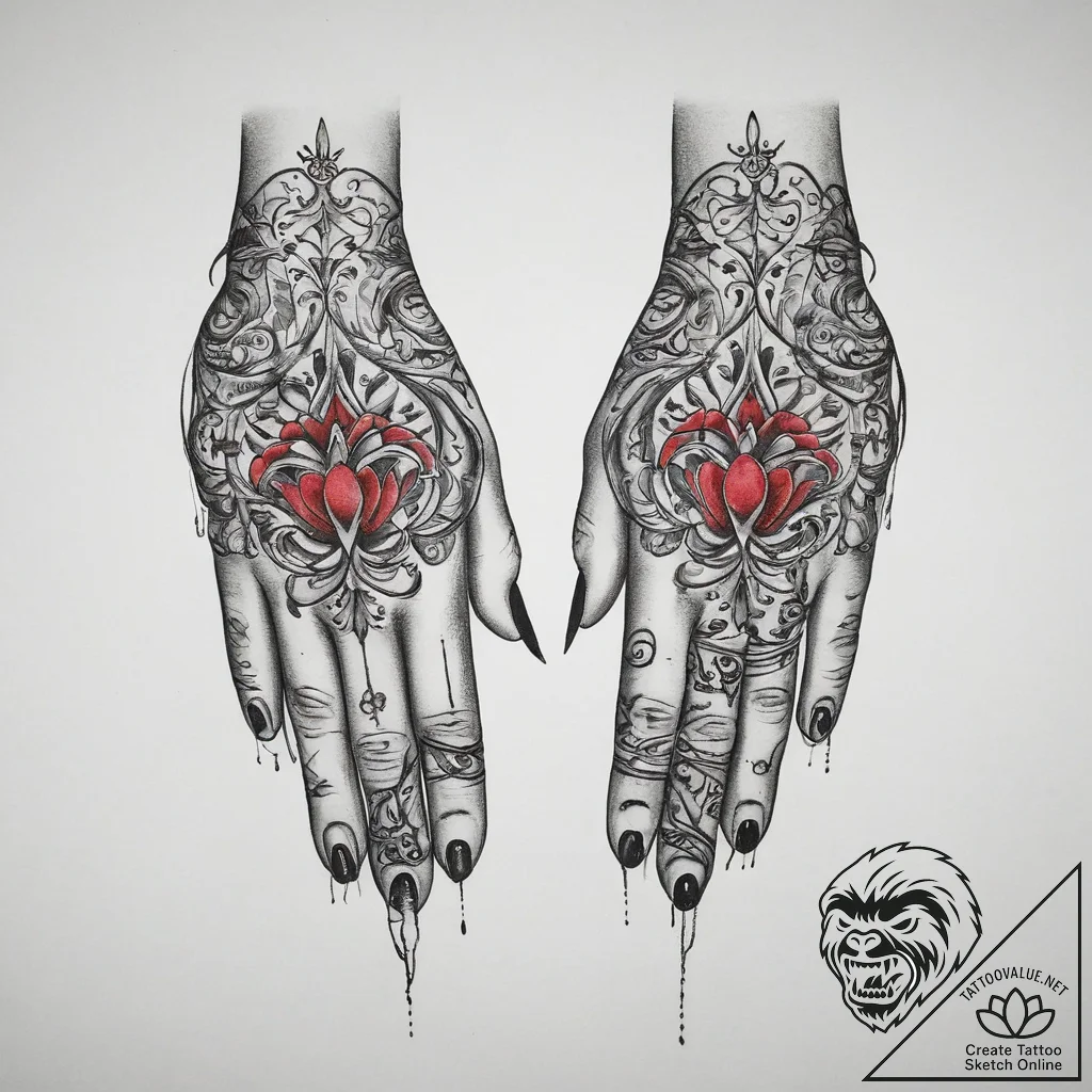 Tattoo sketch hands with a pen, artistic tatt... - tattoo sketch (№1759914234_0, 08.10.2025 09:03) — tattoovalue.net