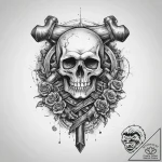 Tattoo sketch hammer with a skull, concept ar… – tattoo sketch (№1759914882_0, 08.10.2025 09:14) — tattoovalue.net