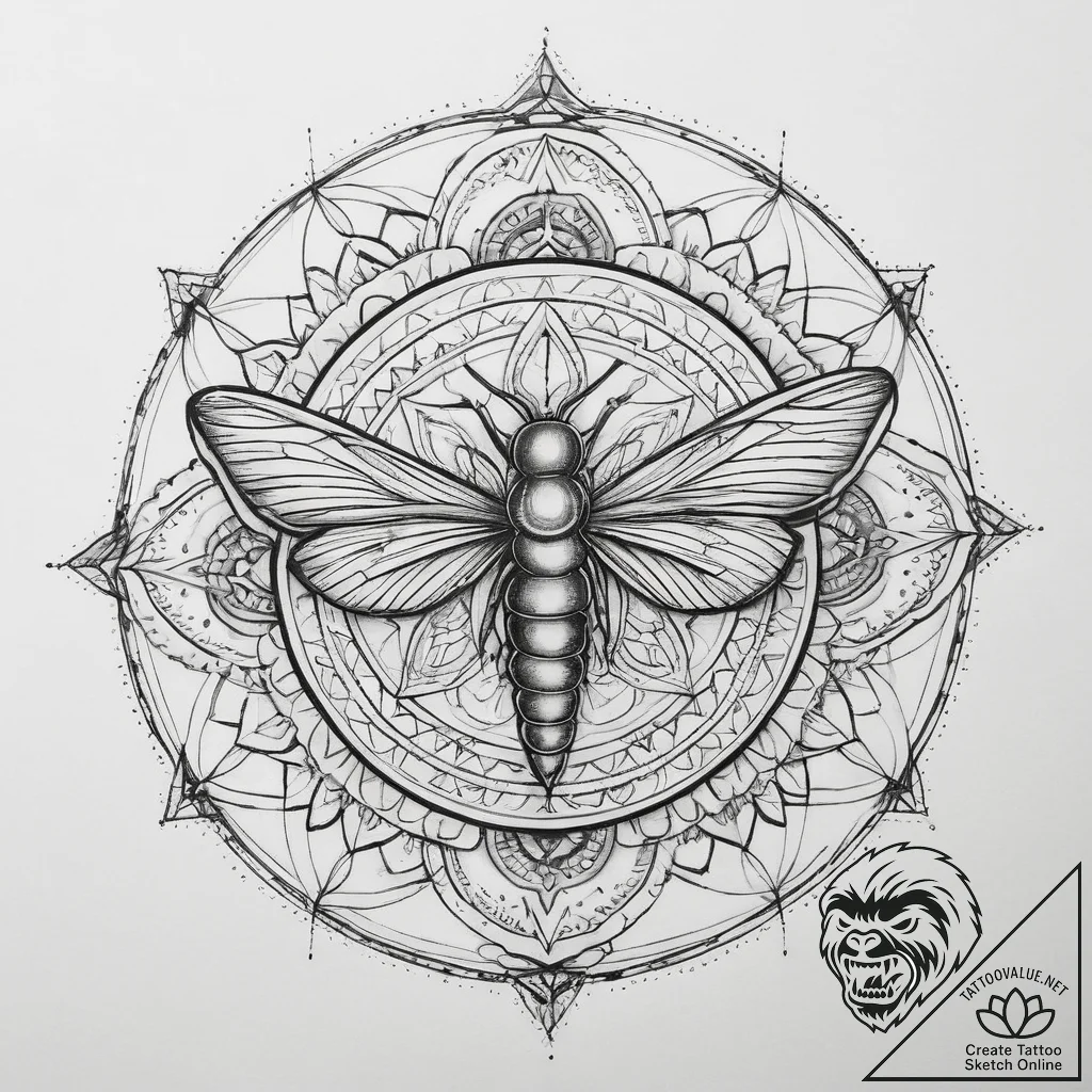 Tattoo sketch fairy with firefly, tattoo line... - tattoo sketch (№1759915098_0, 08.10.2025 09:18) — tattoovalue.net