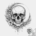 Tattoo sketch узор в виде черепа с луной, tat… – tattoo sketch (№1759916612_0, 08.10.2025 09:43) — tattoovalue.net