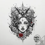 Tattoo sketch cosmic character, concept art f… – tattoo sketch (№1759917046_0, 08.10.2025 09:50) — tattoovalue.net