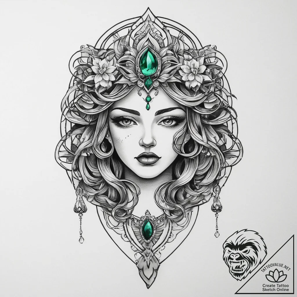Tattoo sketch emerald, tattoo drawing outline... - tattoo sketch (№1759917263_0, 08.10.2025 09:54) — tattoovalue.net
