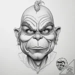 Tattoo sketch the grinch with a sad face, art… – tattoo sketch (№1759918138_0, 08.10.2025 10:08) — tattoovalue.net