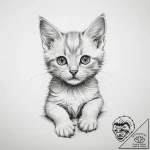 Tattoo sketch playful kitten tattoo – tattoo sketch (№1759918355_0, 08.10.2025 10:12) — tattoovalue.net