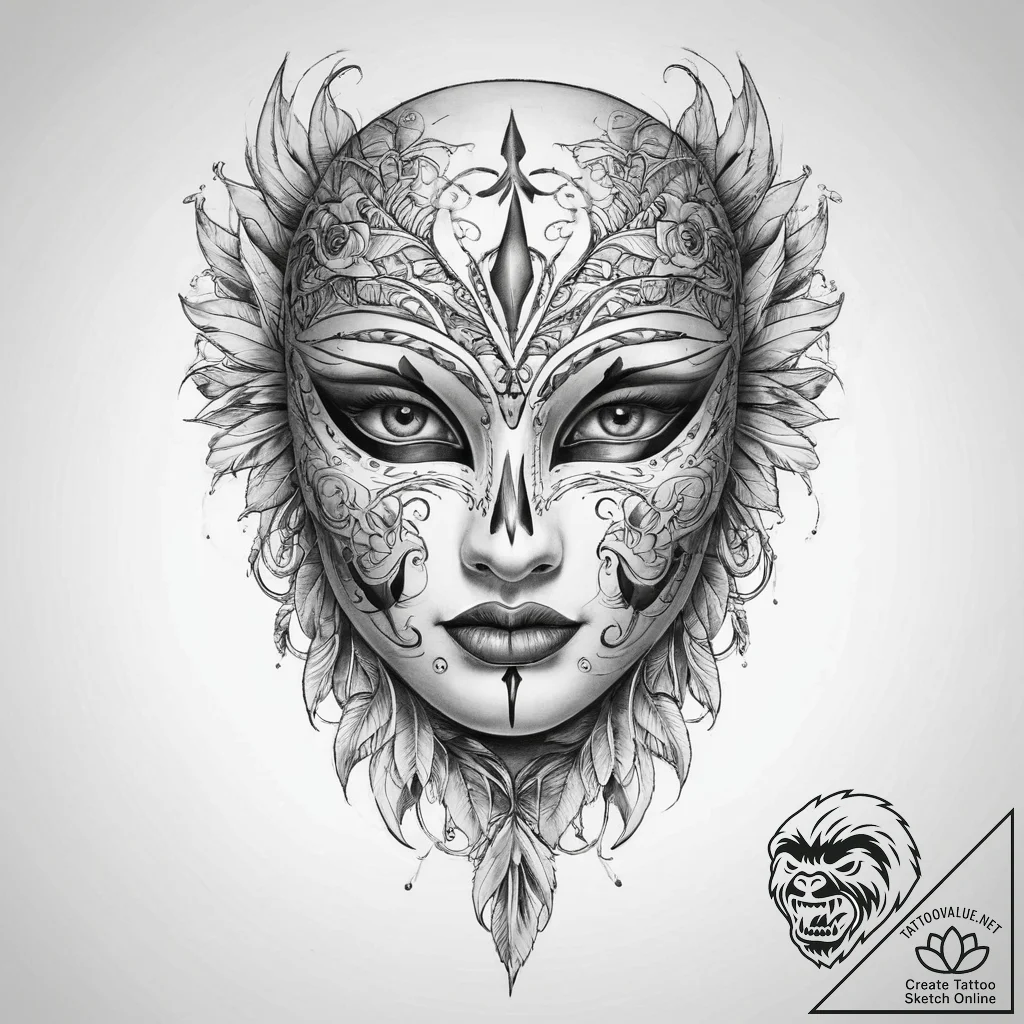 Tattoo sketch mask - tattoo sketch (№1759918571_0, 08.10.2025 10:16) — tattoovalue.net